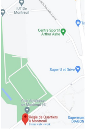 Position de la Régie de Quartiers à Montreuil sur Google Maps